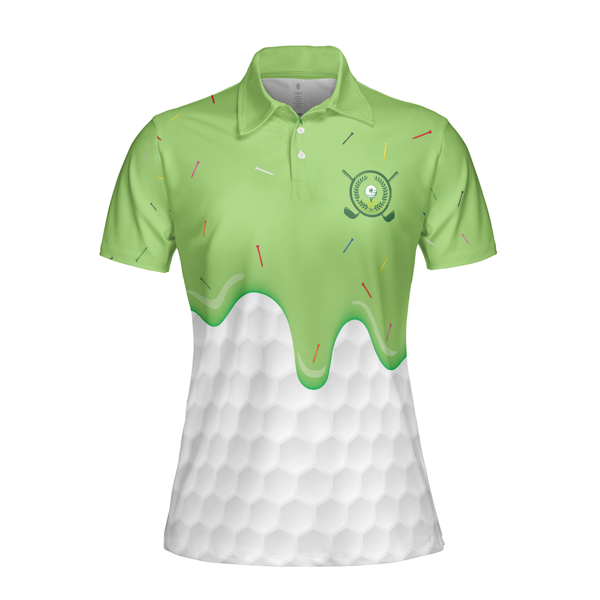 Ice Cream Melting On Golf Ball Cone Golf Short Sleeve Women Polo Shirt