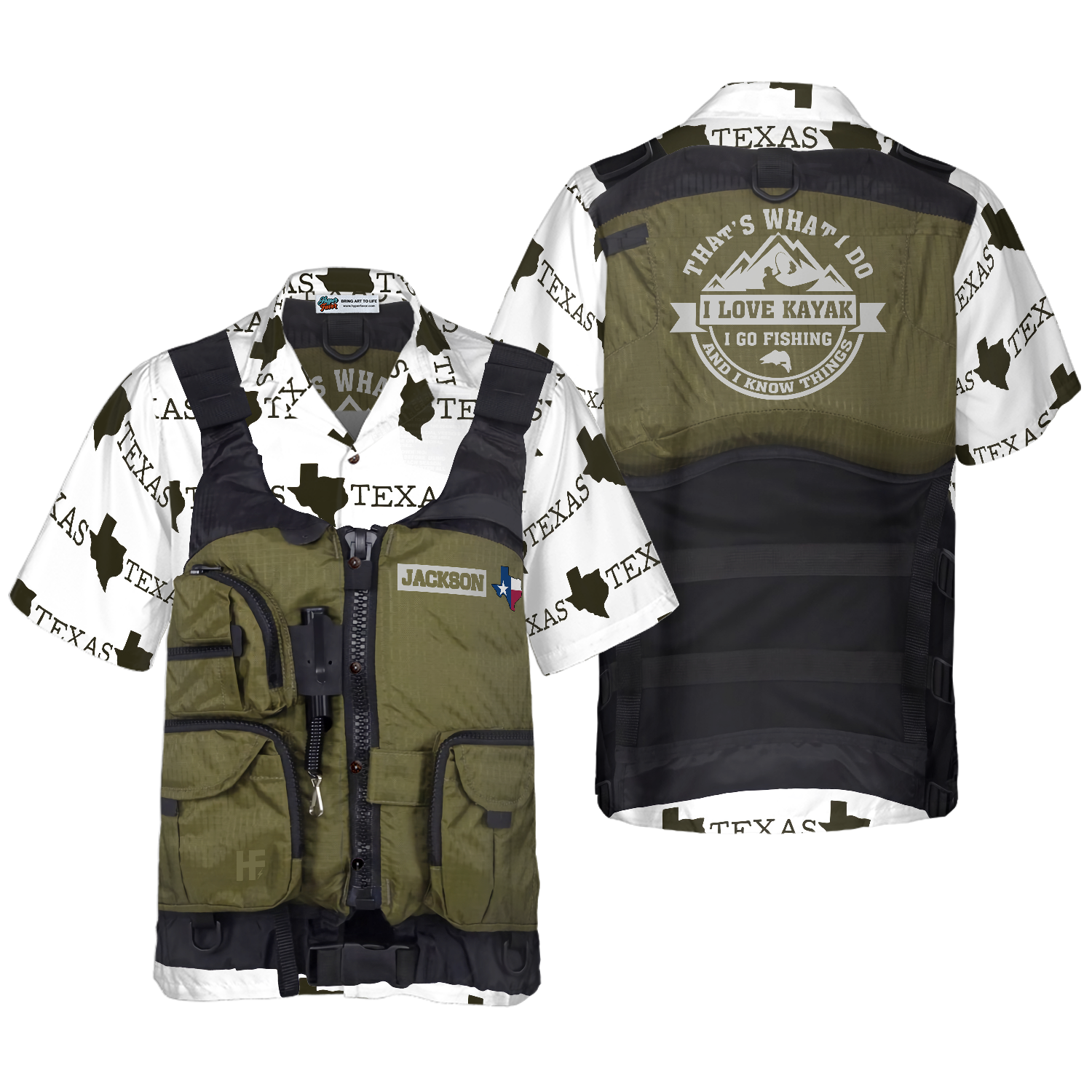 Life Vest Kayak & Fishing Texas Custom Hawaiian Shirt, State Of Texas Logo Shirt, Texas Flag Shirt For Men