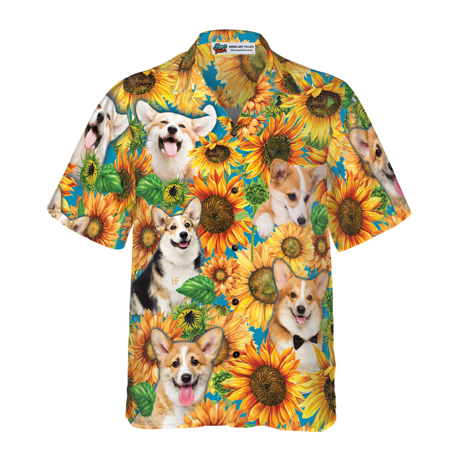 Corgi Lovers With Sunflower Hawaiian Shirt