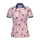 Tropical Palm Tree Pattern Shirt Short Sleeve Women Polo Shirt