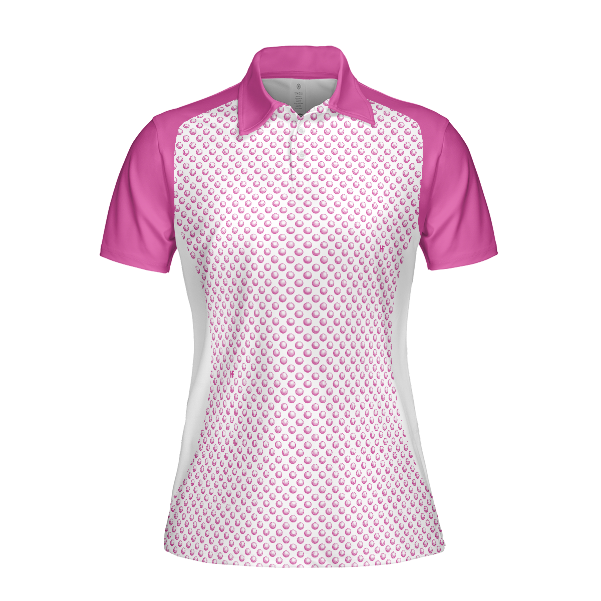Pink Golf Balls Seamless Pattern Short Sleeve Women Polo Shirt