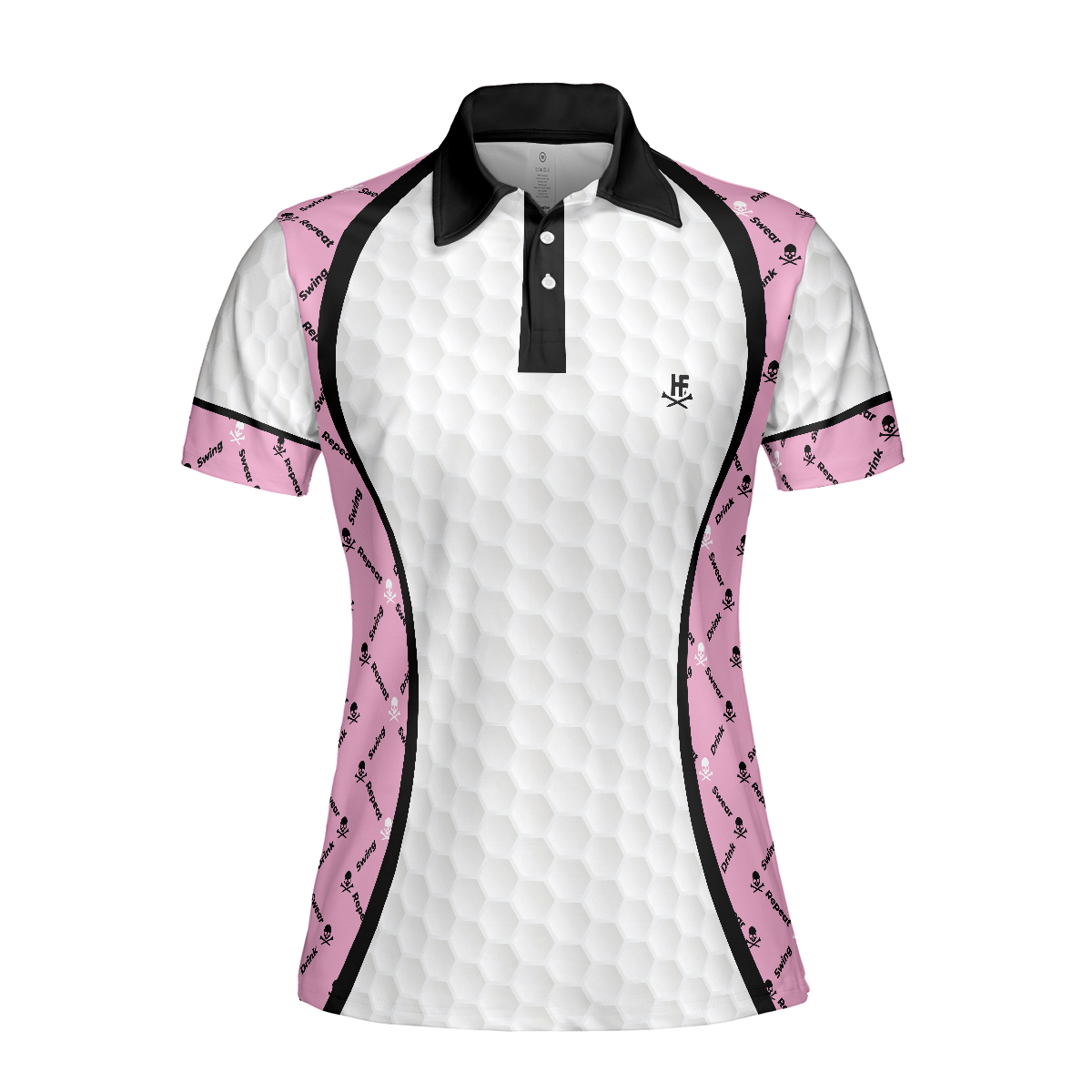 Swing Swear And Repeat Golf Girl Life Golf Short Sleeve Women Polo Shirt, Argyle Pattern Golf Shirt For Ladies