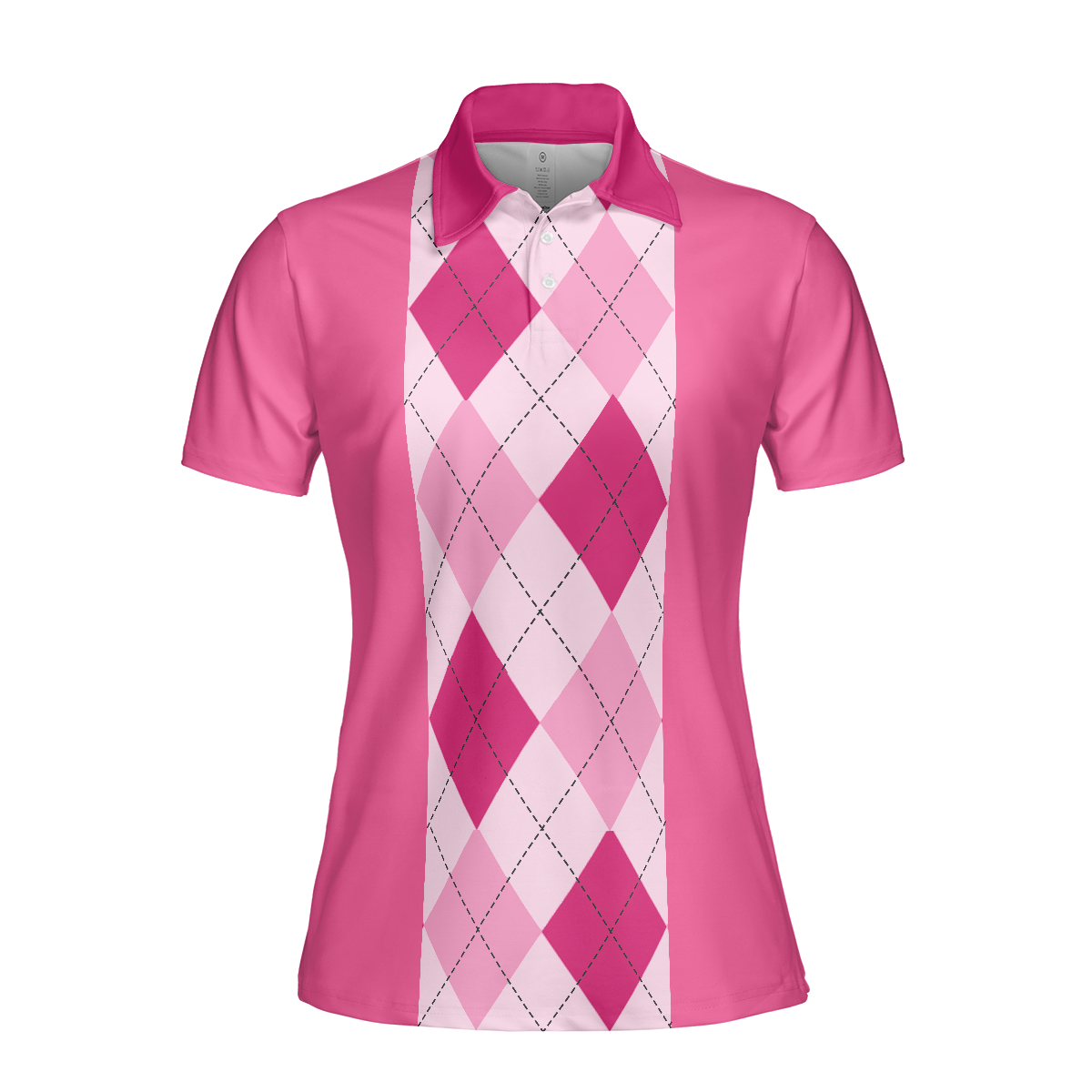 Anytime Is A Good Time For Golf Short Sleeve Women Polo Shirt, Pink Argyle Pattern Golf Shirt For Female Golfers