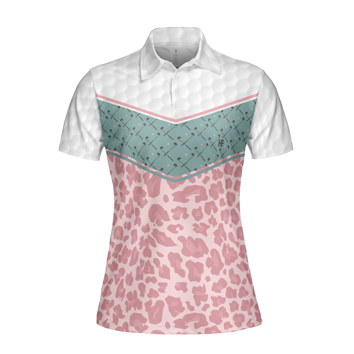 Striped Polo Golf Girl Seamless Pattern Golf Short Sleeve Women Polo Shirt, Leopard Golf Shirt For Ladies