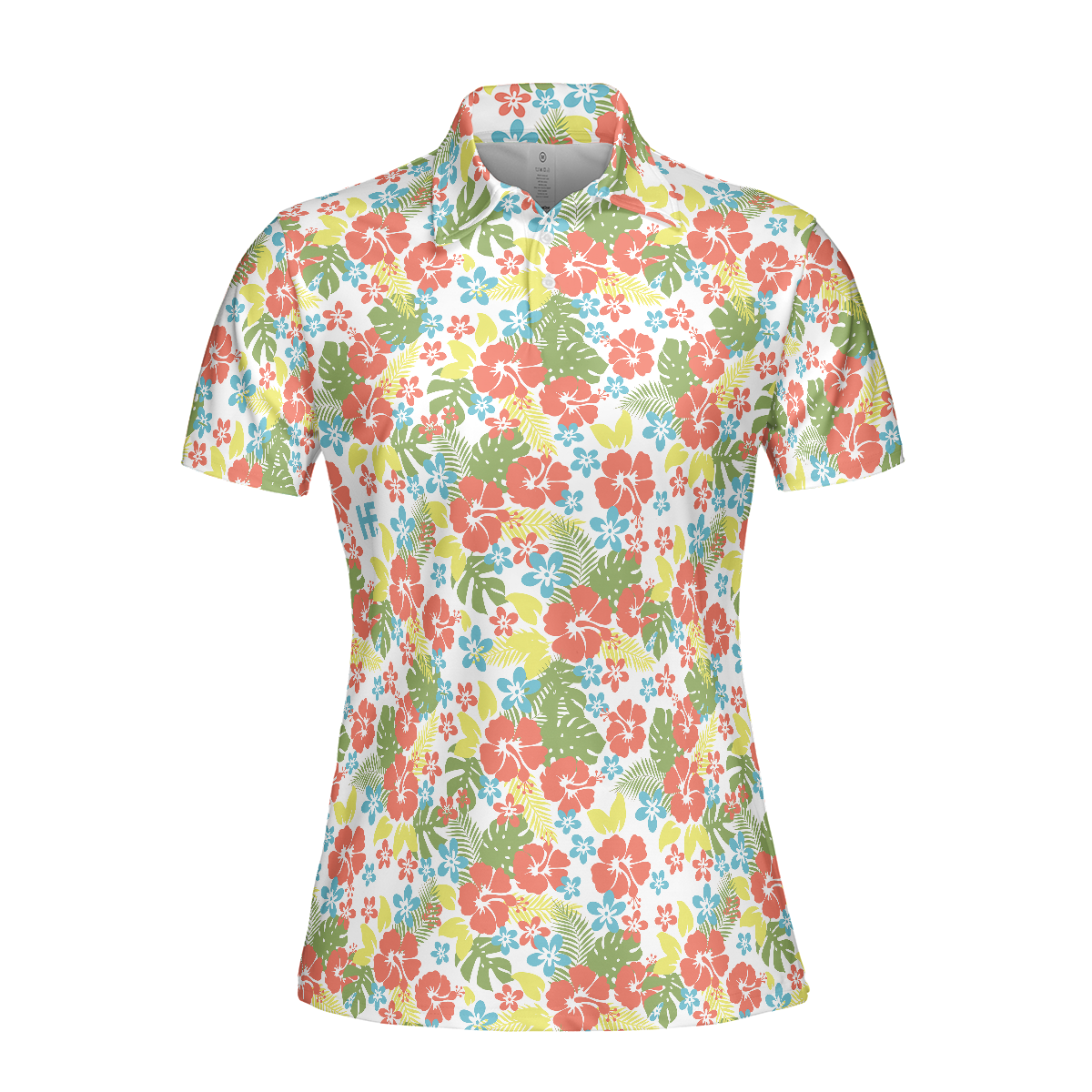 Tropical Flowers Pattern Short Sleeve Women Polo Shirt