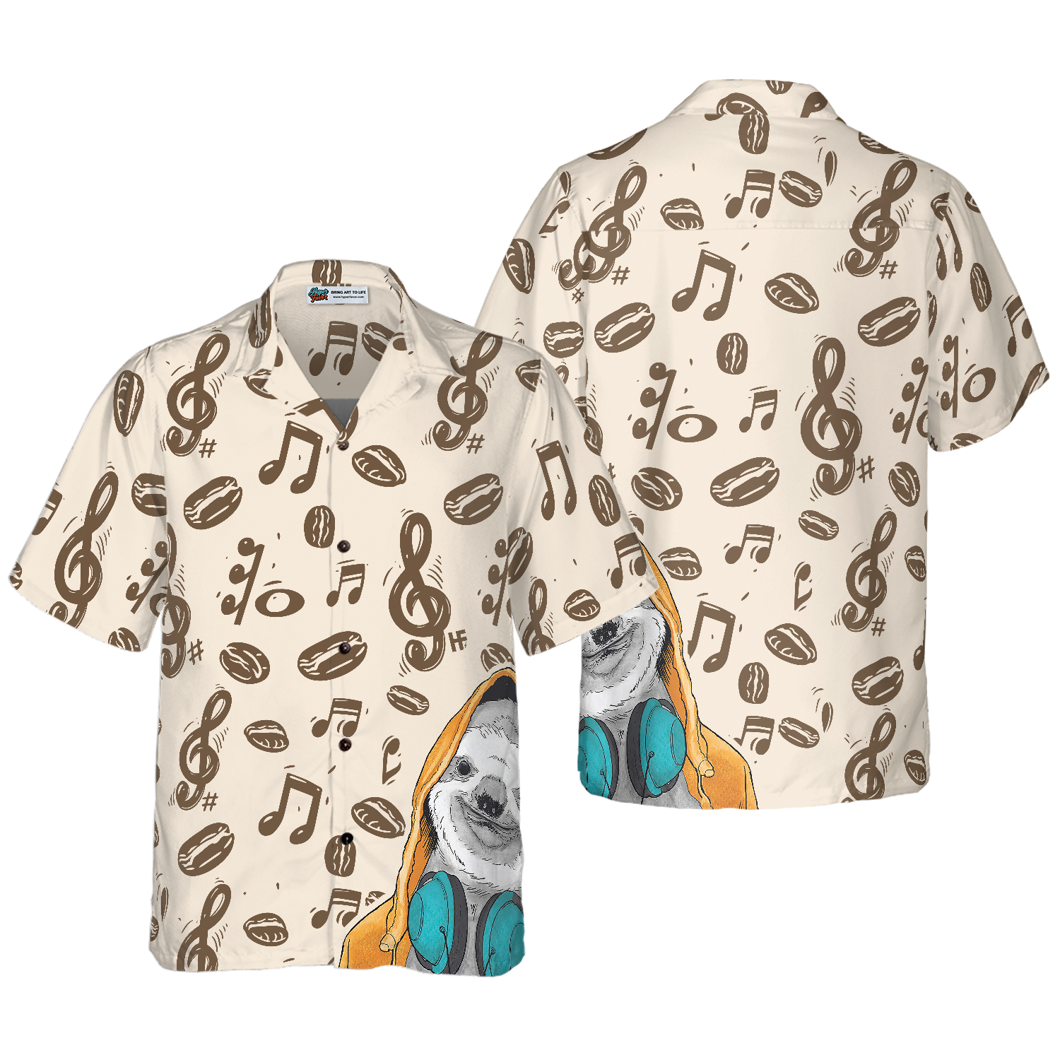 Music Note And Sloth Shirt For Men Hawaiian Shirt