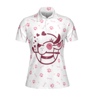 Just A Dog Mom Who Loves Golf Short Sleeve Women Polo Shirt, White And Pink Golf Shirt, Golf Gift For Dog Lovers
