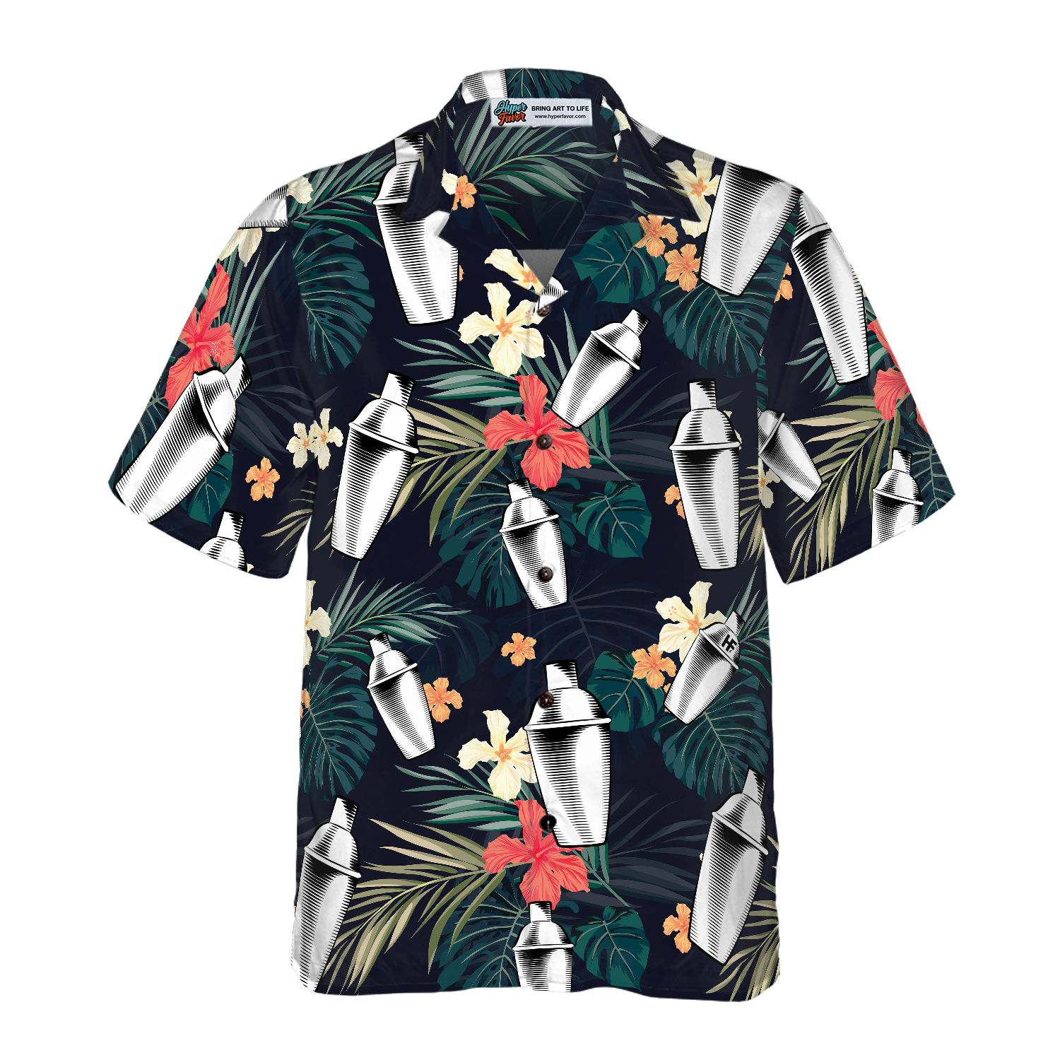 Tropical Pattern Bartender Shirts For Men Hawaiian Shirt