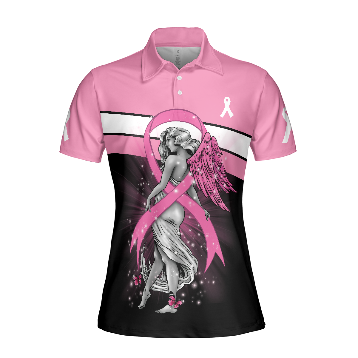 Breast Cancer Angel Breast Cancer Awareness Short Sleeve Women Polo Shirt