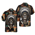 Indian Skull With Tribal Ethnic Pattern Hawaiian Shirt