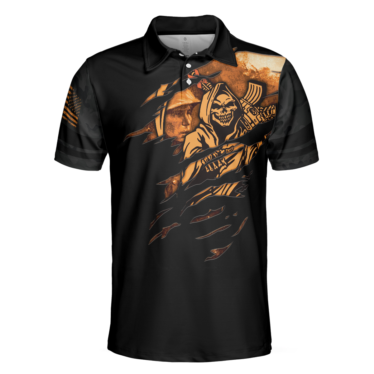 Agent Orange Dioxin A Slow Walk With Death Polo Shirt, Black Reaper American Flag Polo Shirt For Men