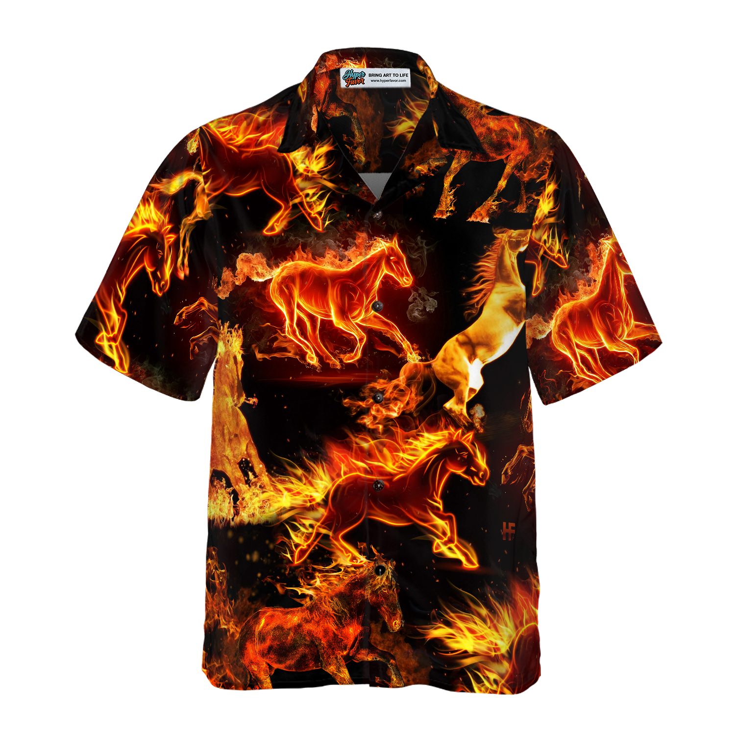 Flaming Horses Shirt For Men Hawaiian Shirt