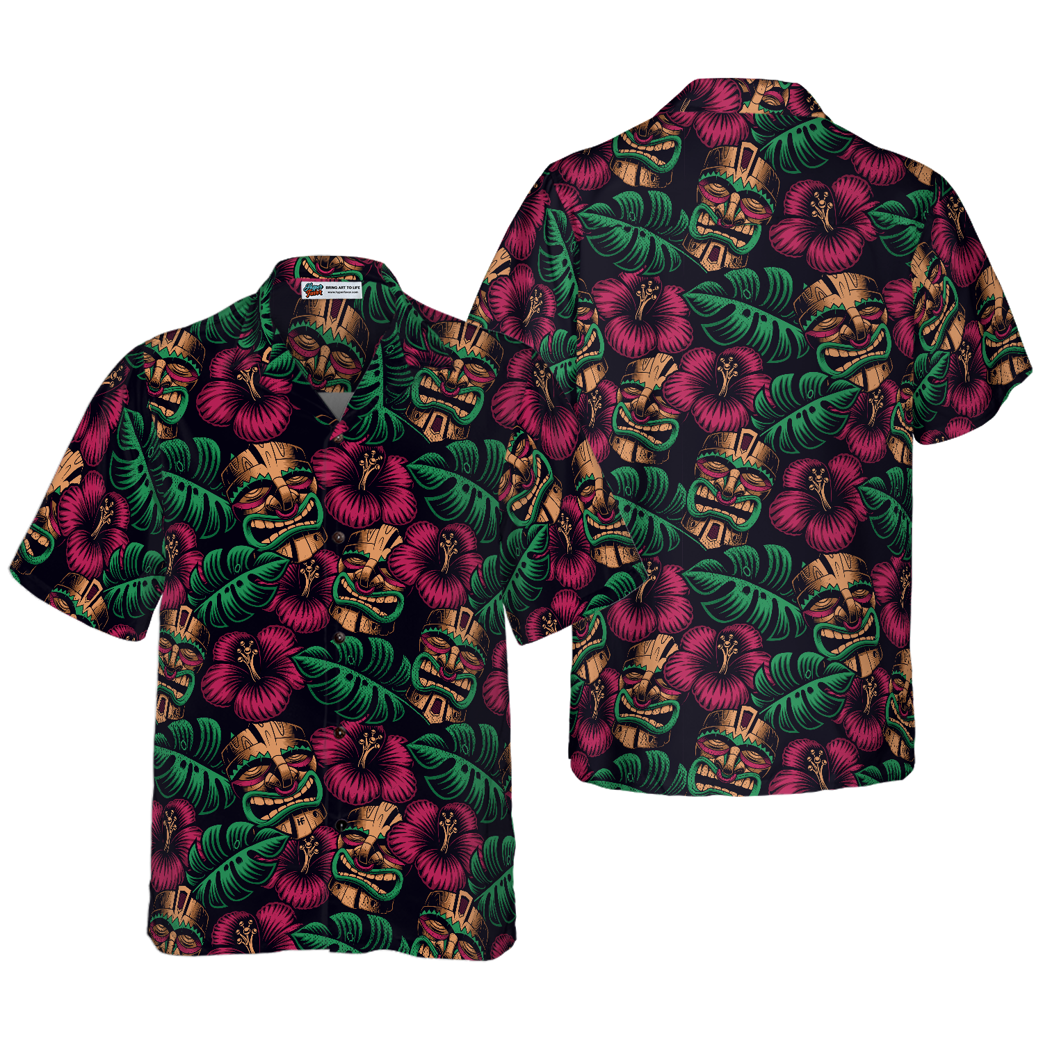 Retro Tiki Mask Seamless Pattern Tiki Hawaiian Shirt, Funny Tiki Shirt For Women And Men