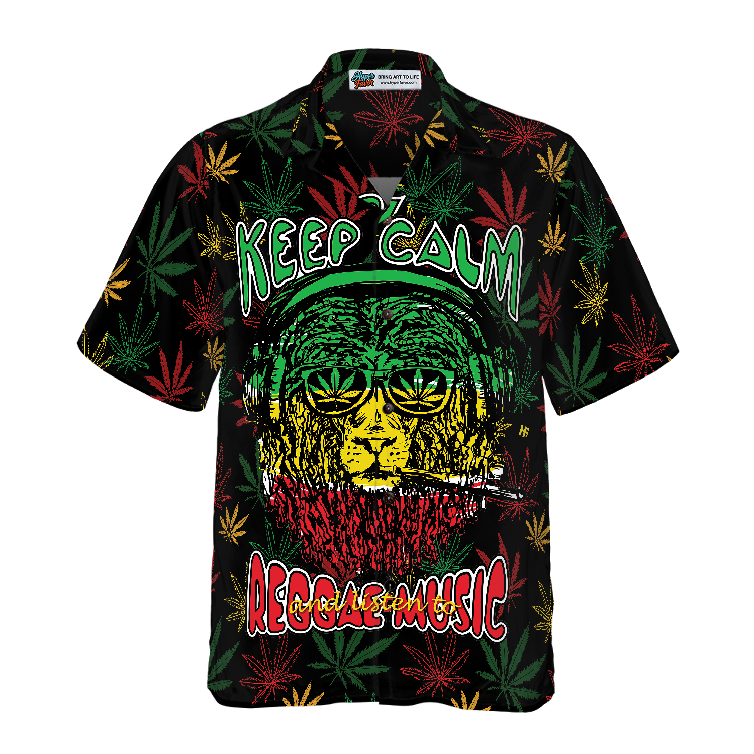 Marijuana Lion With Dreadlocks And Chillum Hawaiian Shirt