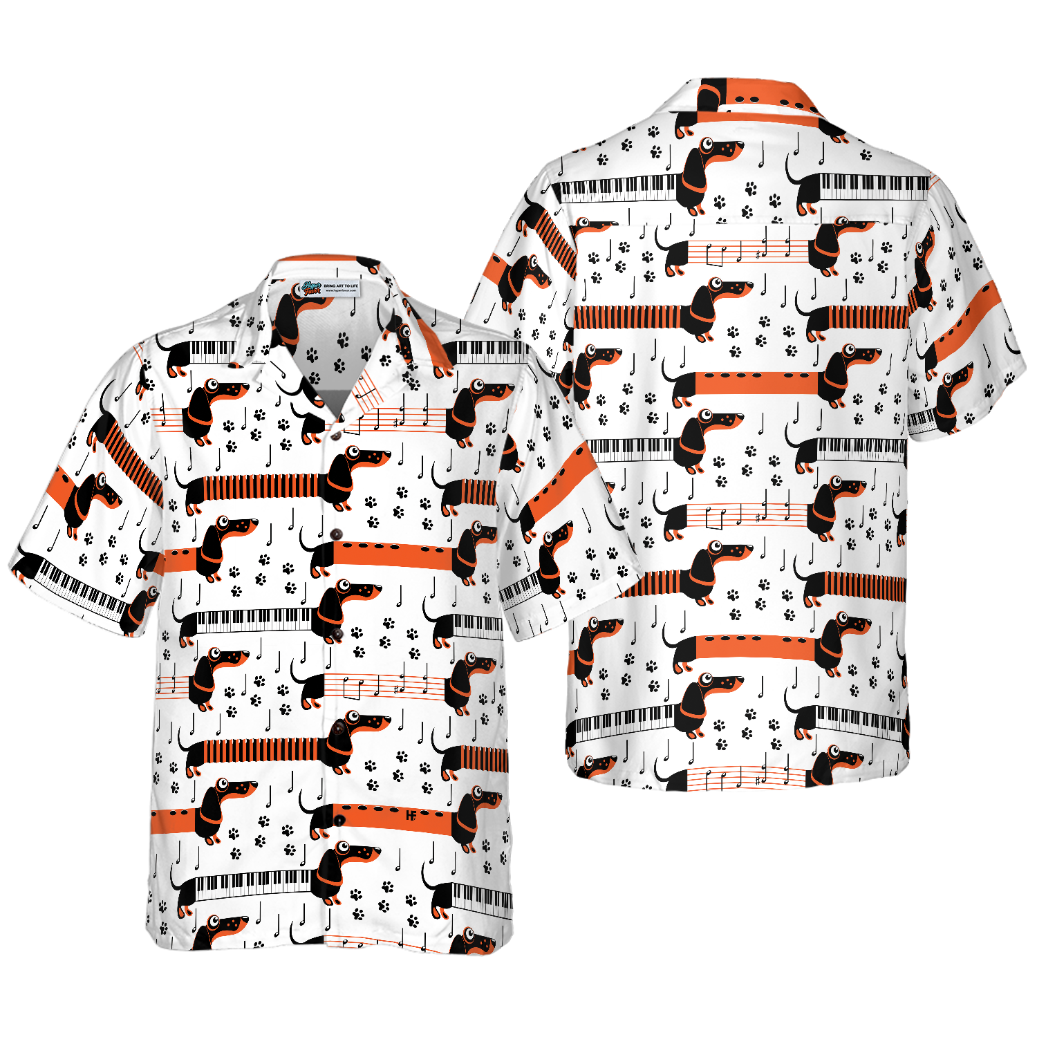 Piano Dachshund Dog Shirt For Men Hawaiian Shirt