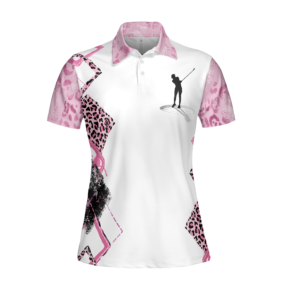 Golf Girls Are Cooler Leopard Pattern Short Sleeve Women Polo Shirt, Pink Argyle Pattern Golf Shirt For Ladies