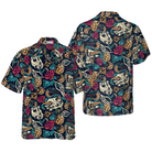 Skulls With Blue Snakes And Red Roses Hawaiian Shirt