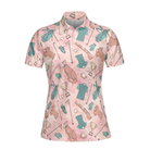Pink And Elegant Seamless Pattern Golf Short Sleeve Women Polo Shirt