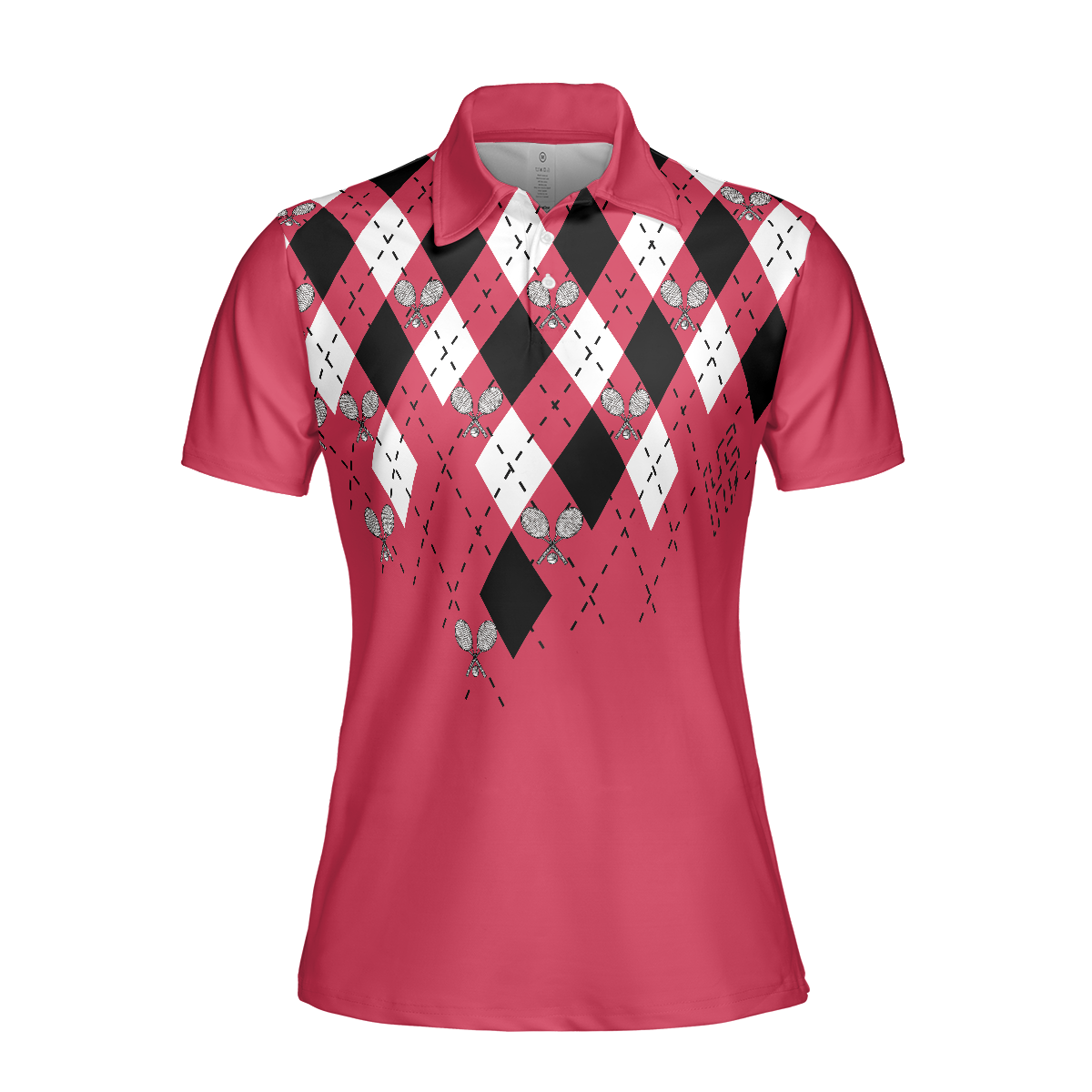Tennis Shirt With Argyle Pattern Short Sleeve Women Polo Shirt
