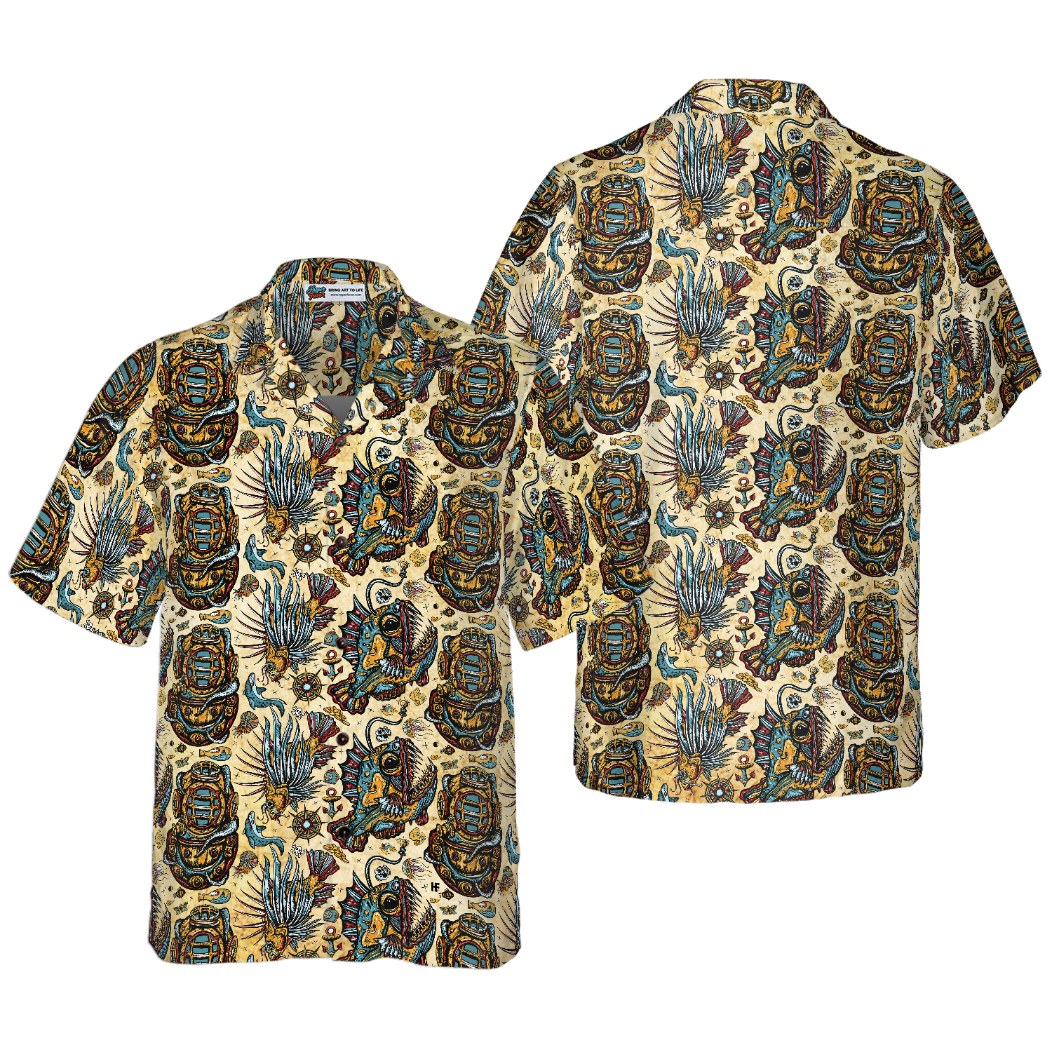 Vintage Nautical Scuba Diving Hawaiian Shirt