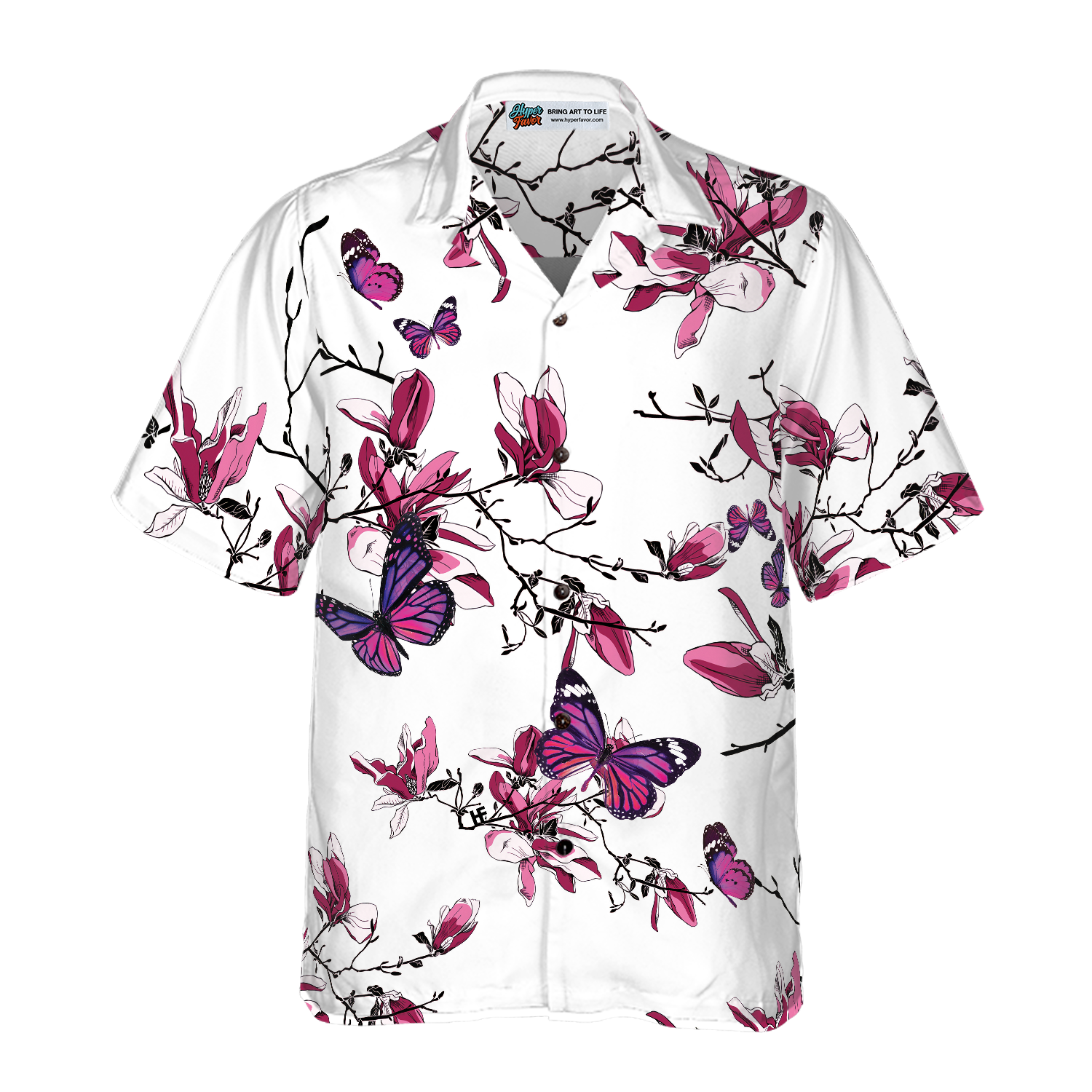 Floral Butterfly Pattern V1 Hawaiian Shirt