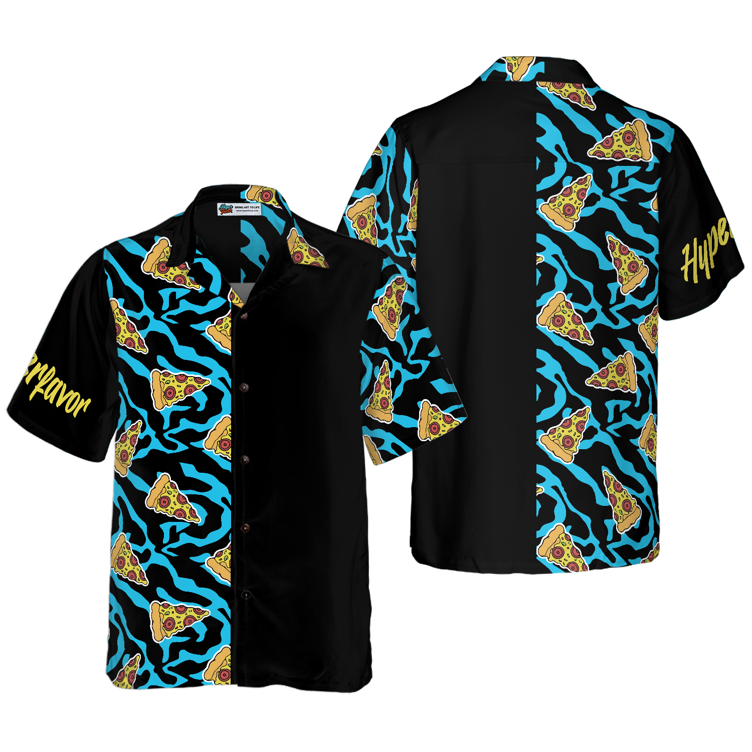 Pizza On Blue Zebra Print Hawaiian Shirt