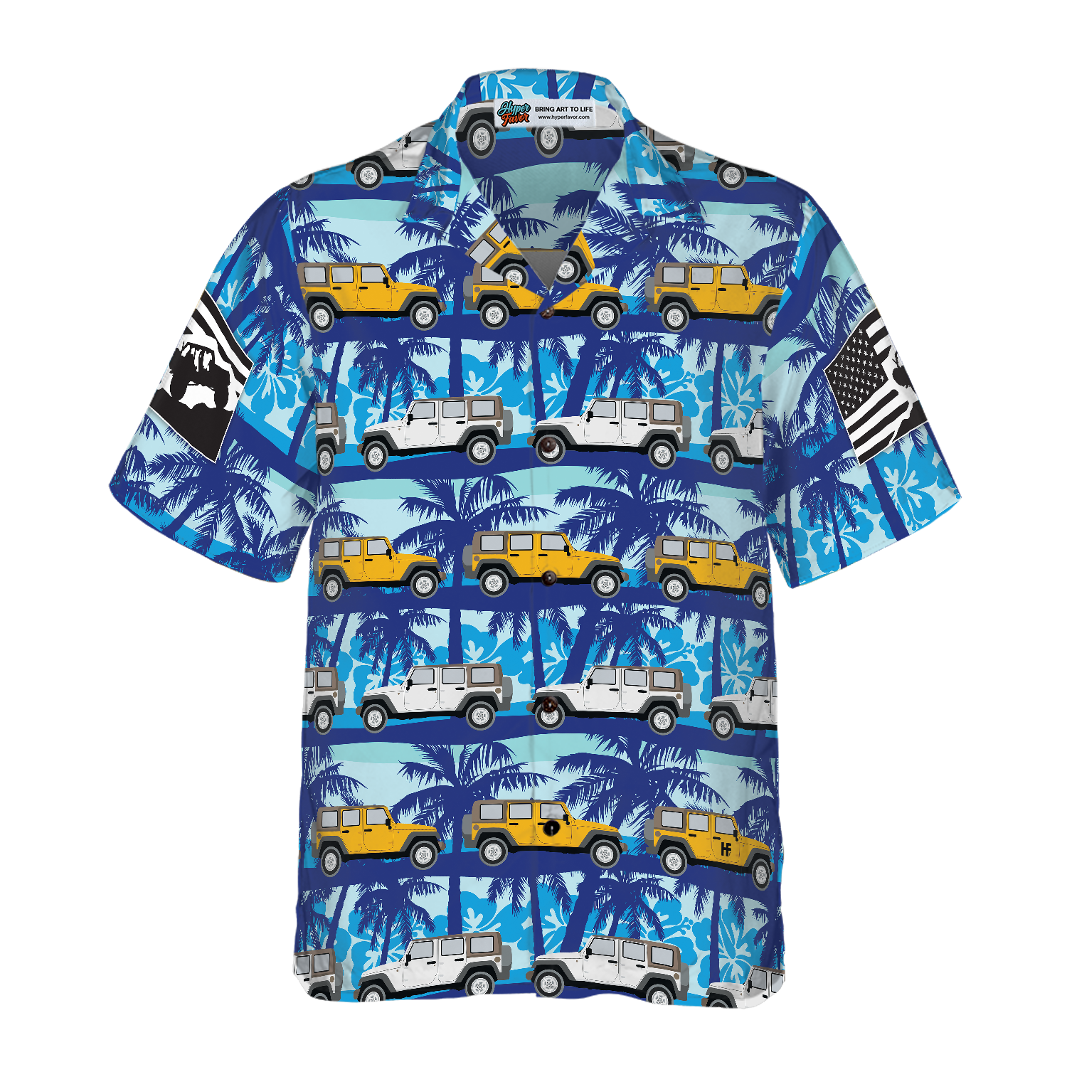 Tropical Blue Jeep Hawaiian Shirt