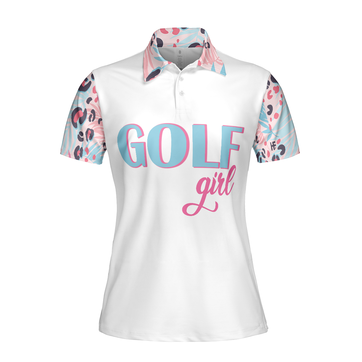 Golf Girl Leopard Pattern Short Sleeve Women Polo Shirt, Unique Golf Shirt For Ladies, Golf Gift For Women