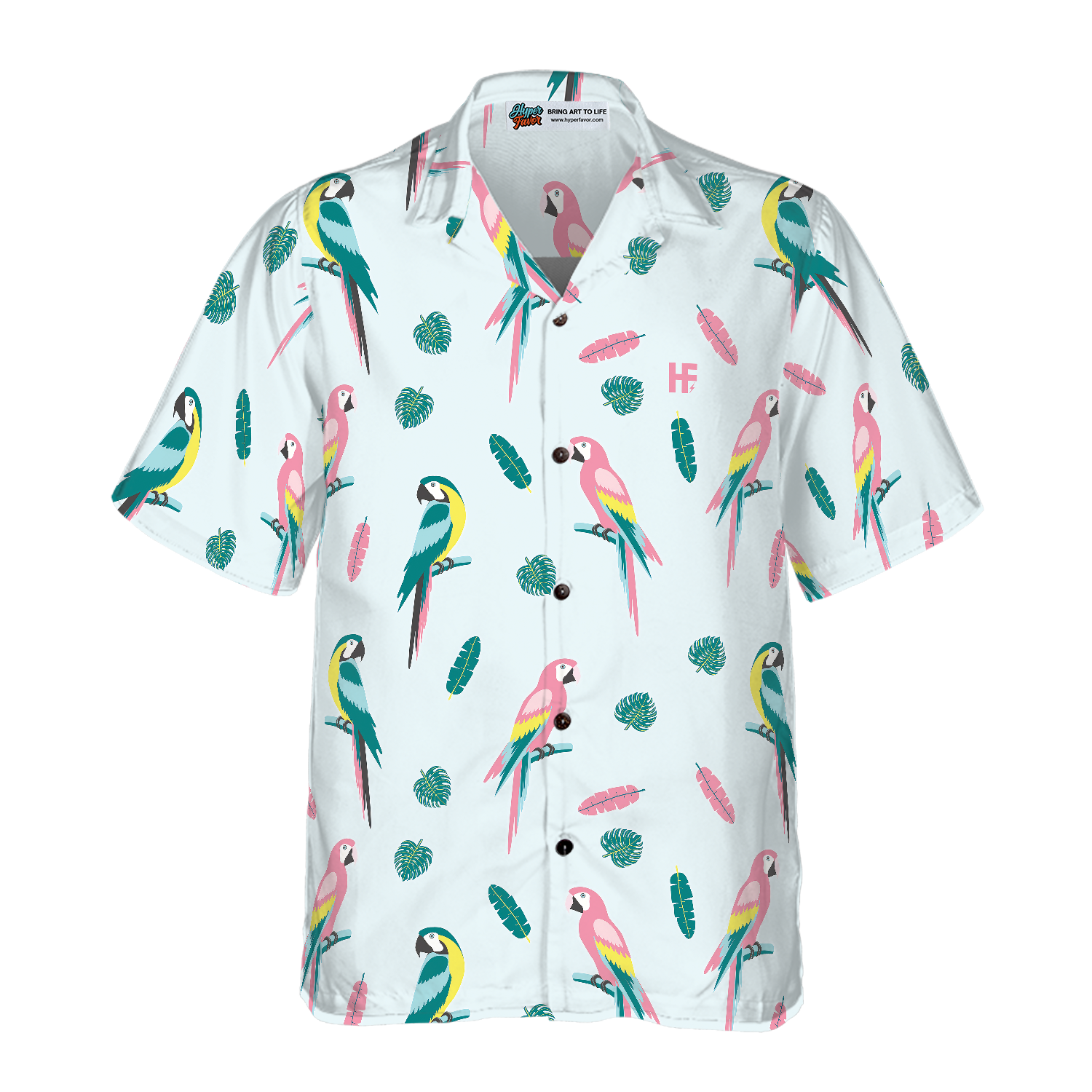 Men's Parrot And Exotic Leaves Shirt Hawaiian Shirt
