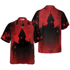 Scary Vampire Castle Halloween Hawaiian Shirt For Men, Black And Red Castle Transylvania Hawaiian Shirt