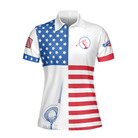 American Flag Golf V2 Short Sleeve Women Polo Shirt, Patriotic Golf Shirt For Ladies, Unique Golf Gift For Girls