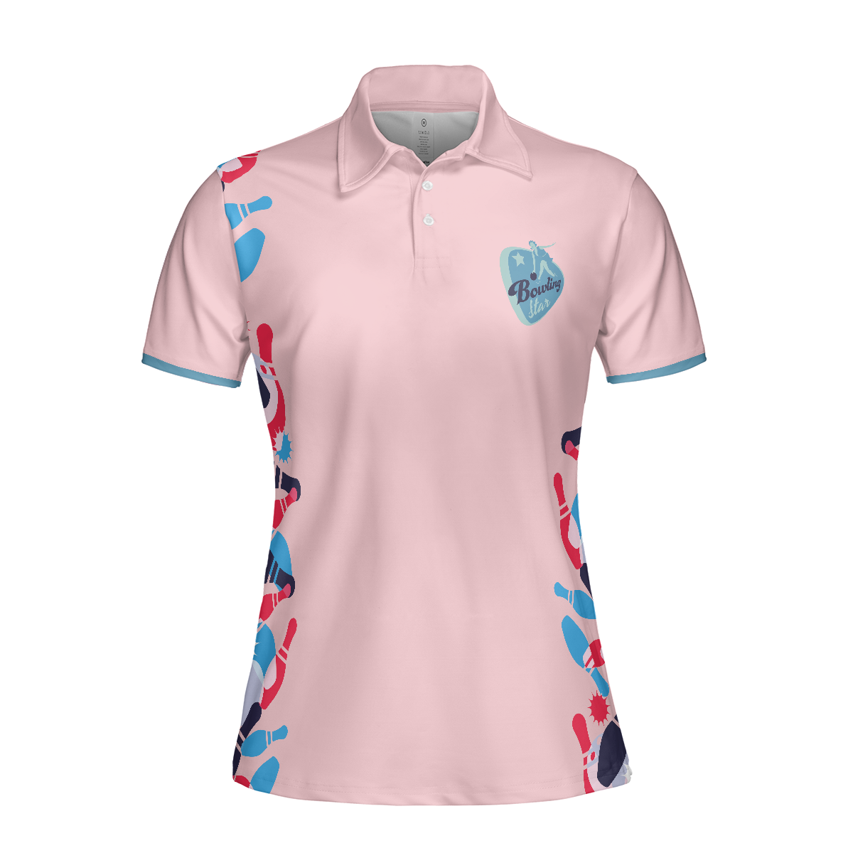 Queen Of The Lanes Bowling Short Sleeve Women Polo Shirt, Pink Ladies Bowling Shirt, Tenpin Bowling Shirt
