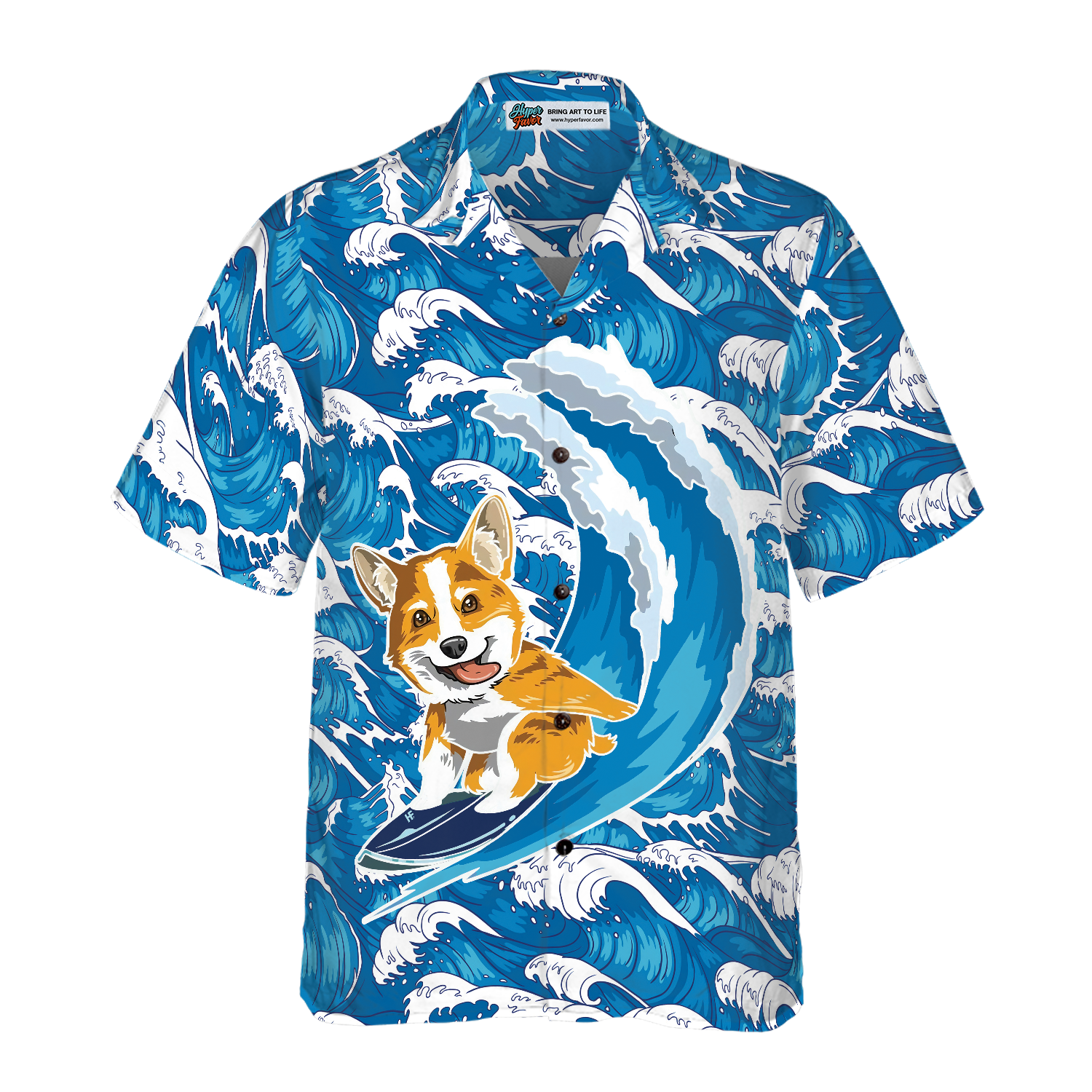 Corgi Surfing Dog Hawaiian Shirt