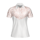Rose Gold Leopard Pattern Shirt Short Sleeve Women Polo Shirt
