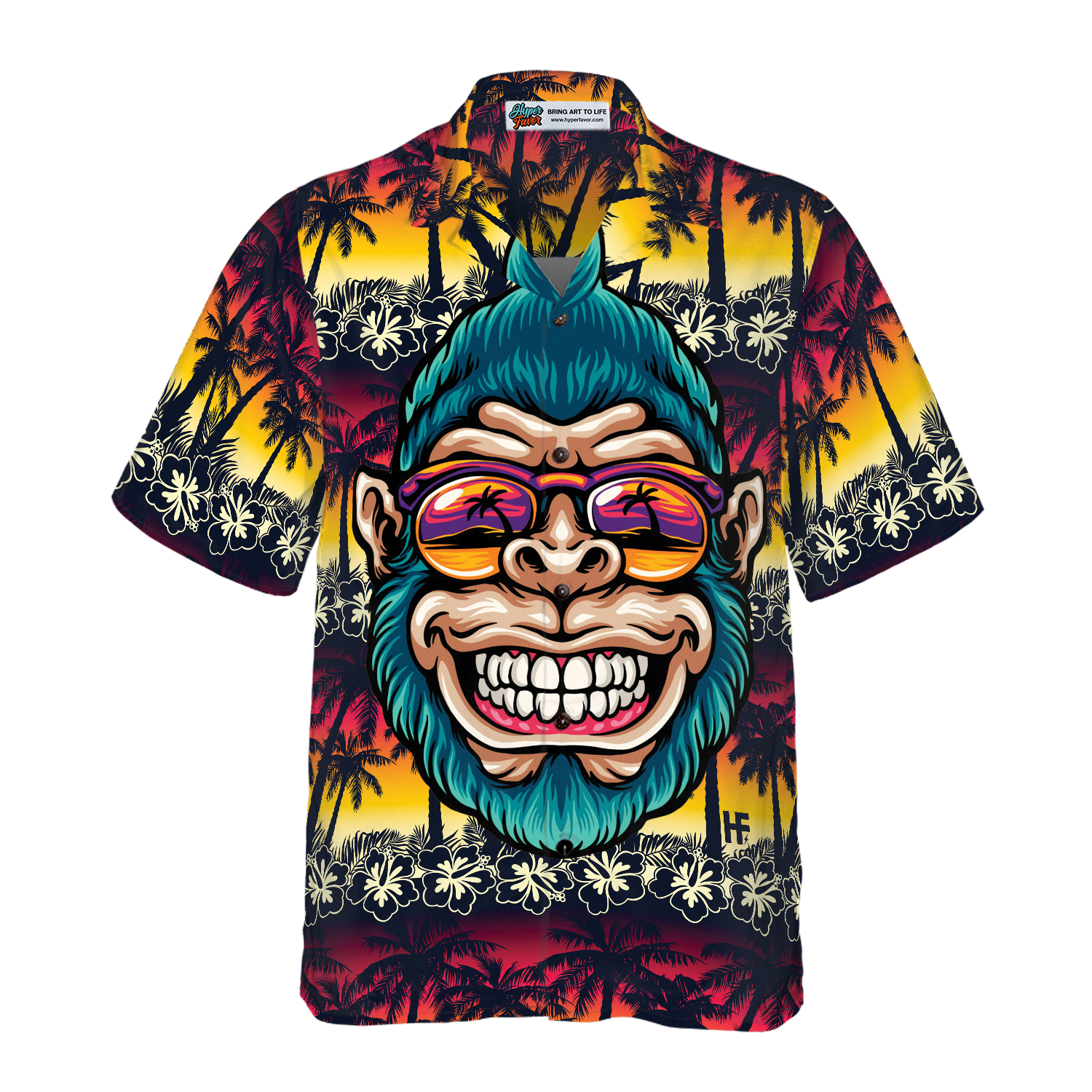 Cool Monkey Head In Paradise Hawaiian Shirt