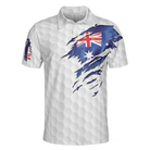 Golf Australian Flag Polo Shirt, White Golf Pattern Polo Shirt, Best Australian Golf Shirt For Men