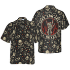 Rock N Roll Will Never Die Hawaiian Shirt, Electric Guitar Skull And Crossbones Hawaiian Shirt
