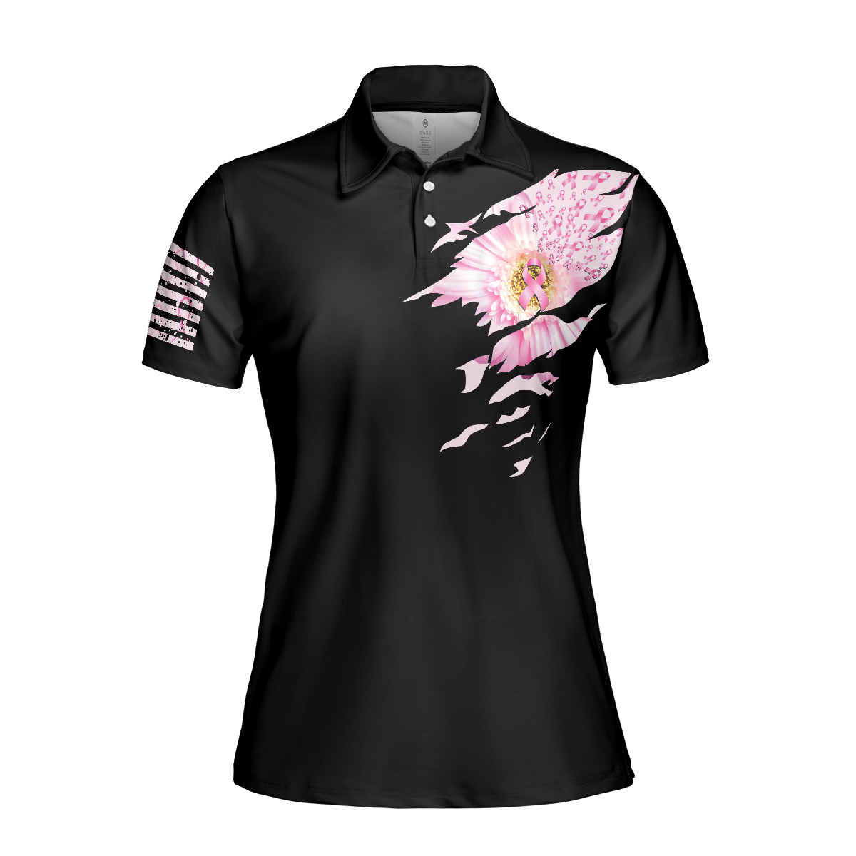 Faith Hope Love Flower Breast Cancer Awareness Short Sleeve Women Polo Shirt, Support Gift For Breast Cancer Survivors