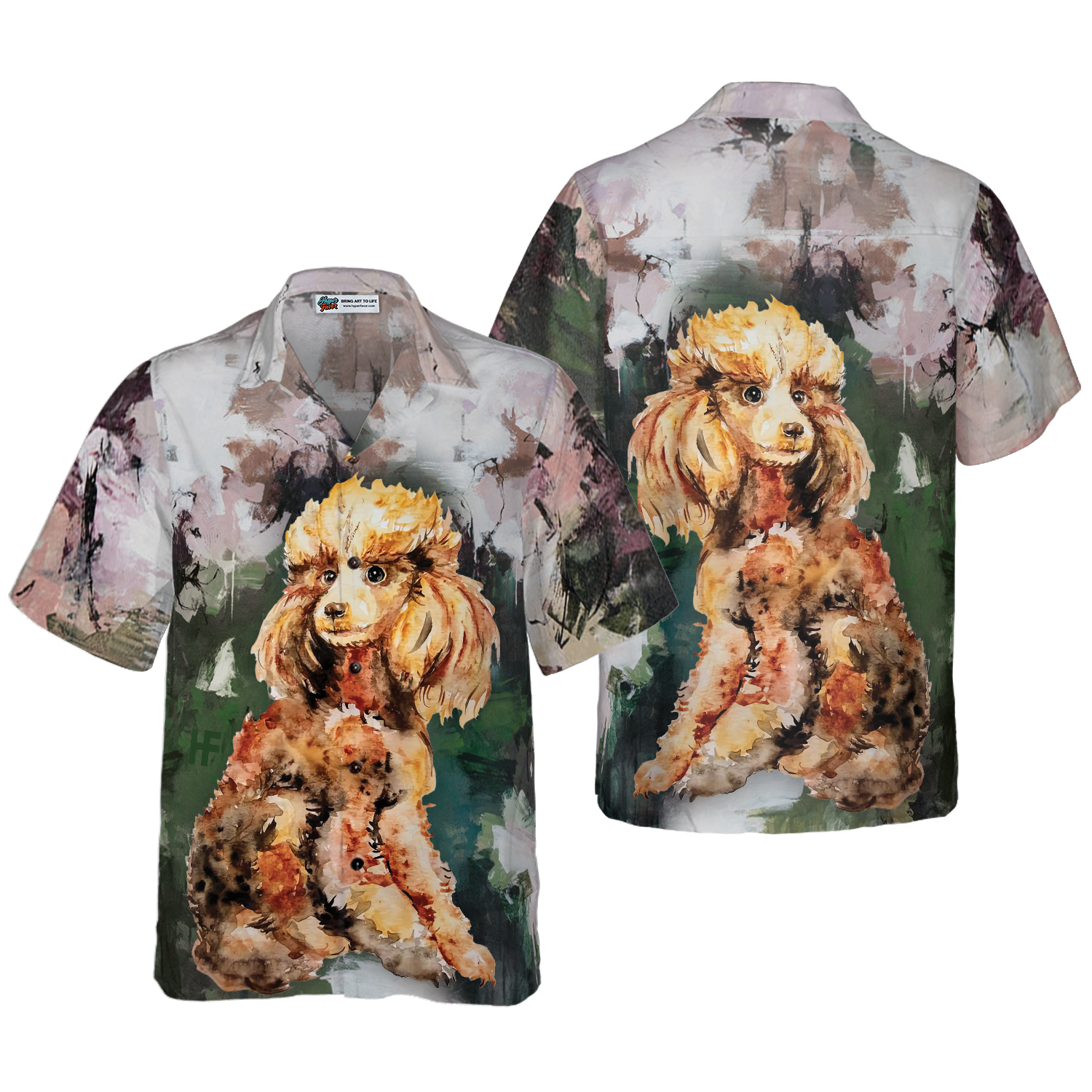 Poodle Portrait For Poodle Lovers Hawaiian Shirt, Dog And Landscape Waterbrush Art Painting