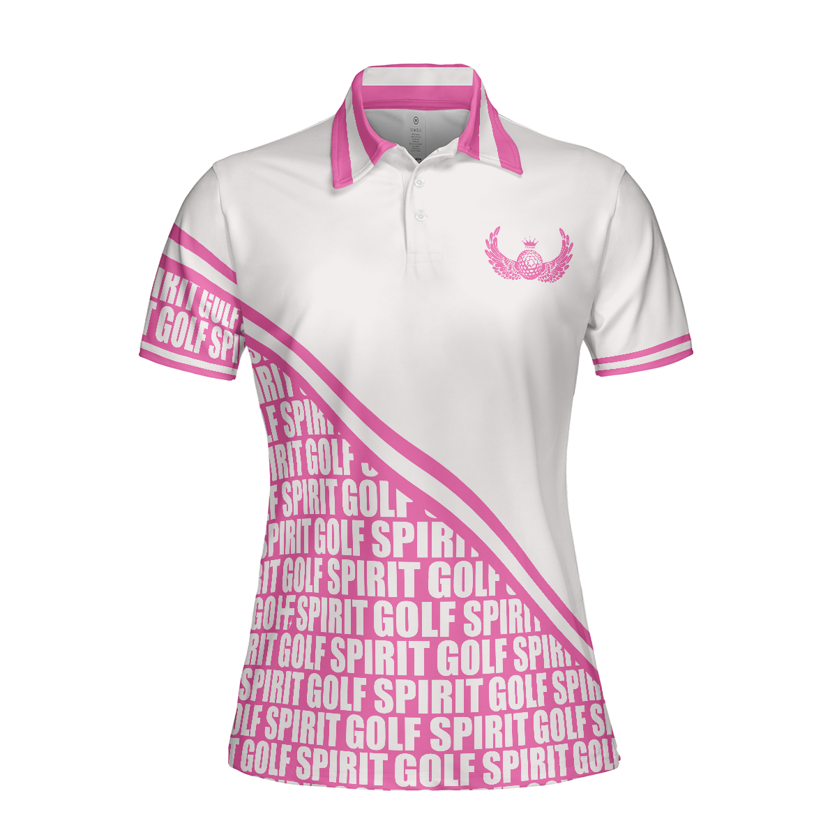 Golf Spirit In Pink Golf Short Sleeve Women Polo Shirt, White And Pink Golf Shirt For Ladies, Unique Female Golf Gift