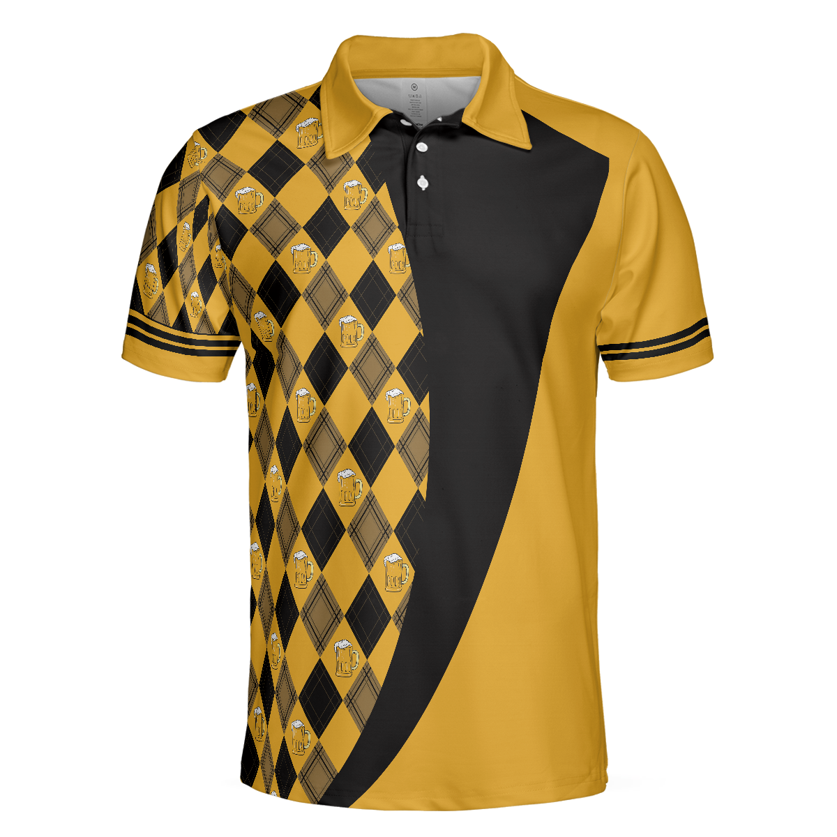 Swing Swear Drink Repeat V2 Polo Shirt, Argyle Pattern Golf Shirt For Male Golfers, Skull Golf Shirt