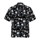 Pentagram Gothic Skull Hawaiian Shirt For Men, Black Skull Pattern All Over Print Hawaiian Shirt