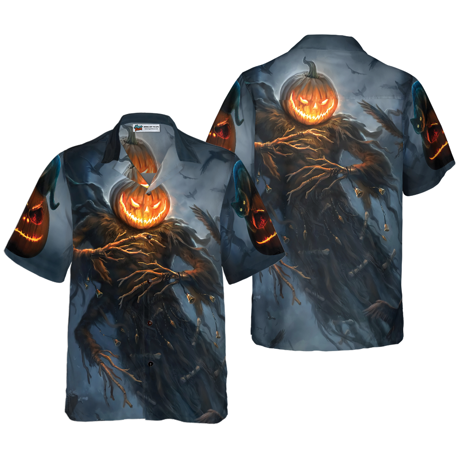 Pumpkin Cat Monster Halloween Hawaiian Shirt, Halloween Shirt For Men And Women