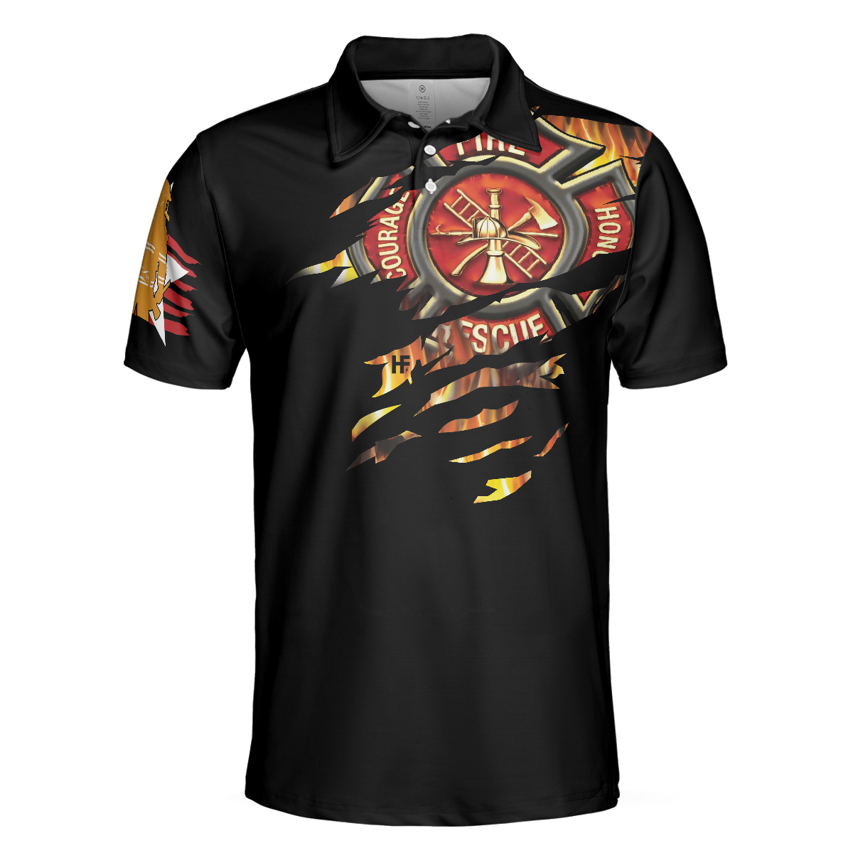 American Firefighter Polo Shirt, Black Firefighter Shirt For Men, Cool Gift For Firefighters