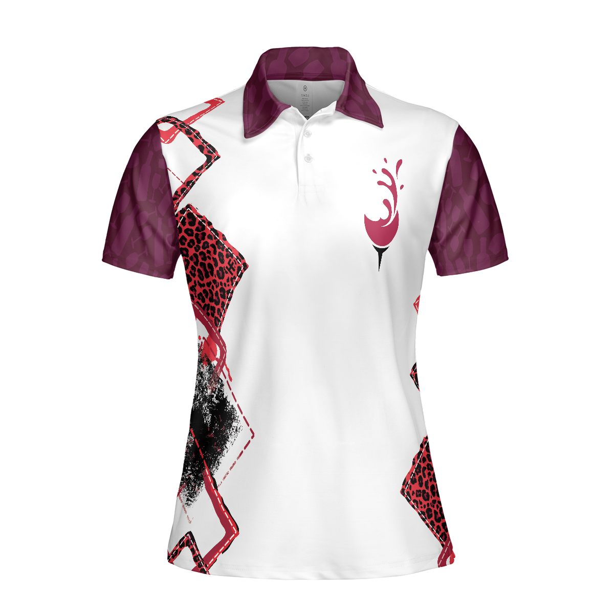 You Say Girl Can't Golf So Watch Me Leopard Golf Short Sleeve Women Polo Shirt, Plum Purple Wine Drinking Golf Shirt For Ladies