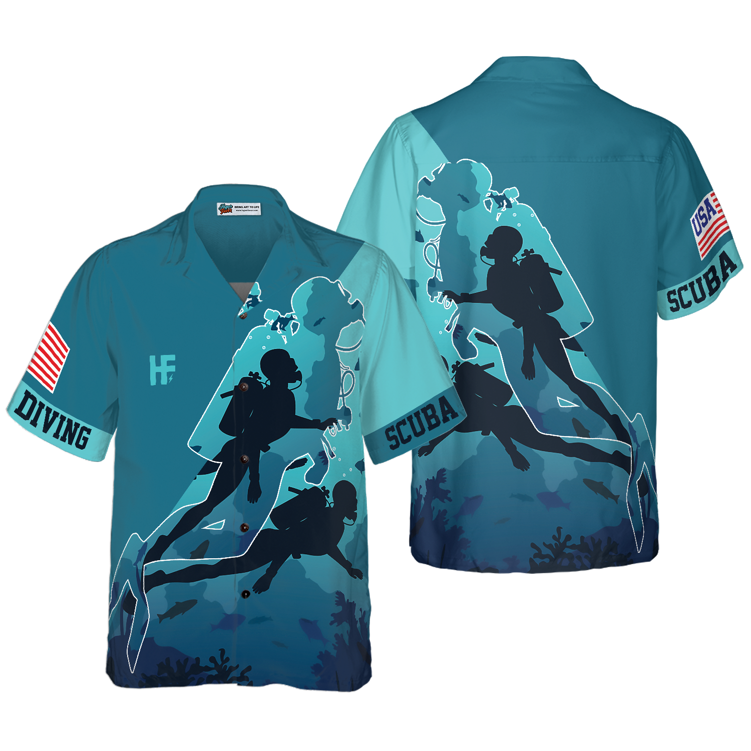 Scuba Diving Into The Sea Hawaiian Shirt