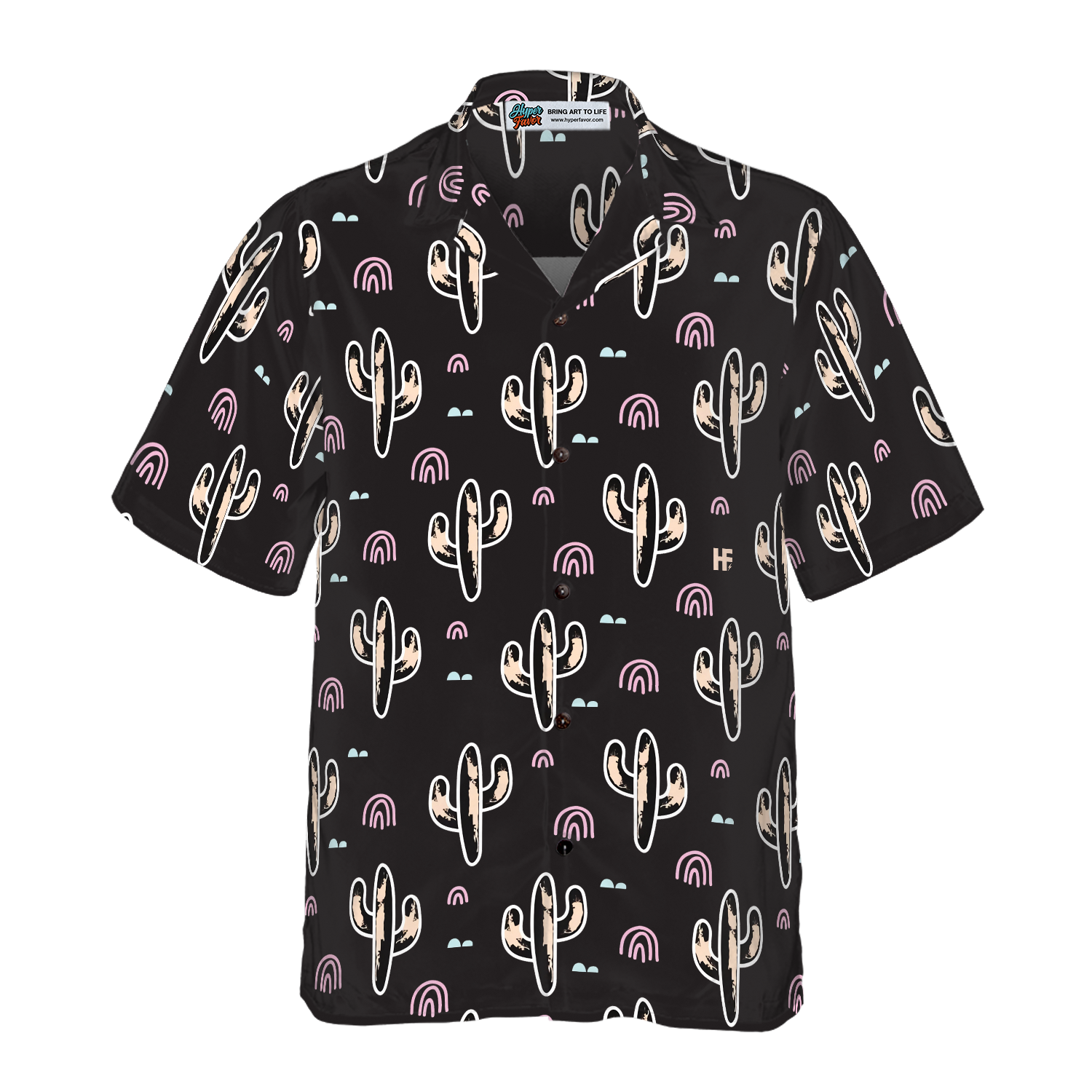 Cactus Plant Black Pattern Hawaiian Shirt