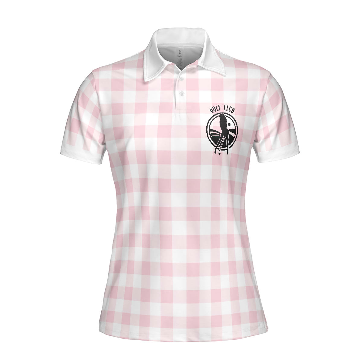 Sexy Golf Girl With A Golf Club Golf Short Sleeve Women Polo Shirt, White And Pink Golf Shirt For Ladies