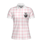 Sexy Golf Girl With A Golf Club Golf Short Sleeve Women Polo Shirt, White And Pink Golf Shirt For Ladies