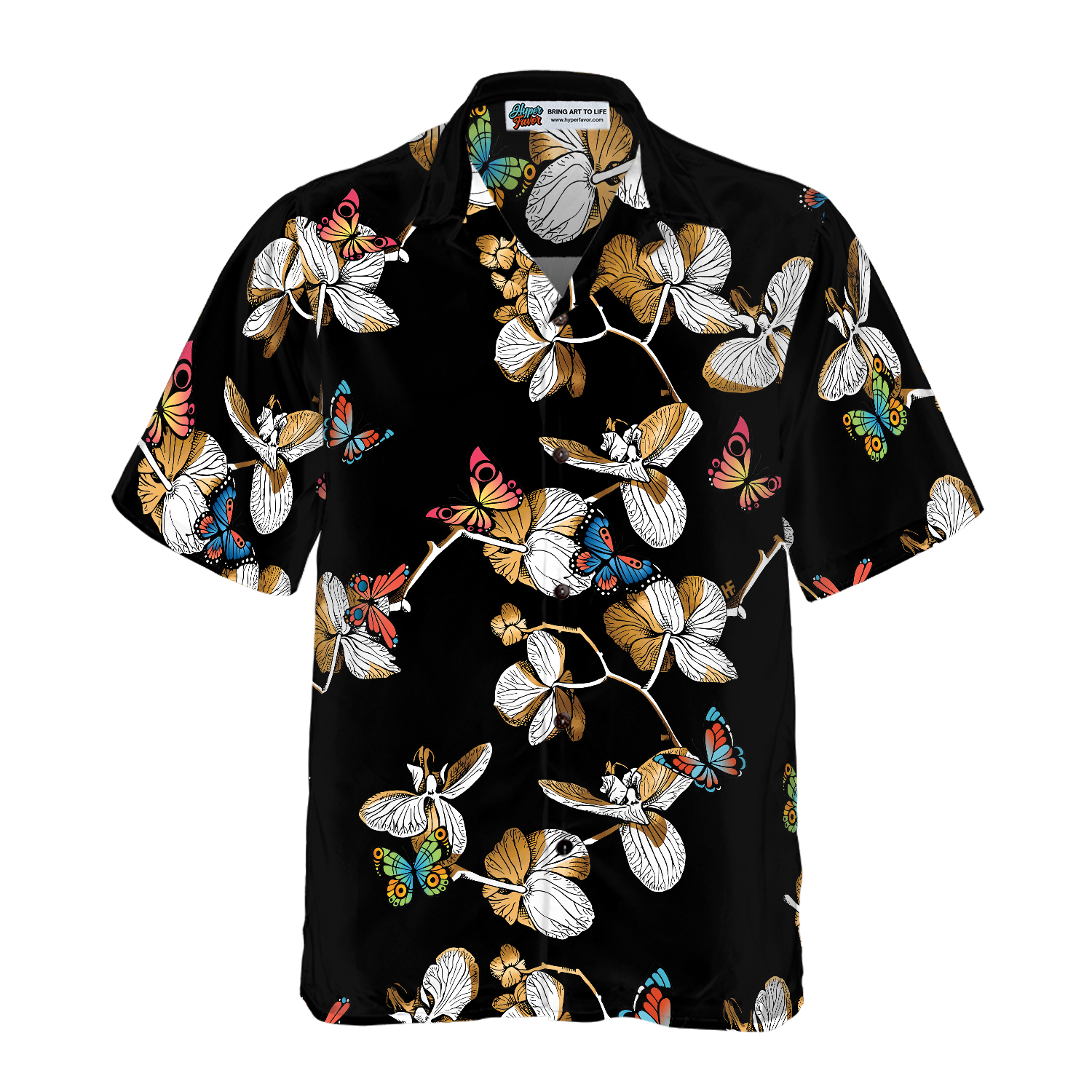 Floral Butterfly Pattern Hawaiian Shirt